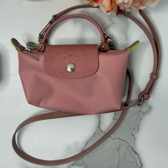 Crossbody leather strap set to transform bags or pouches, pink, silver hardware - Picture 11 of 11